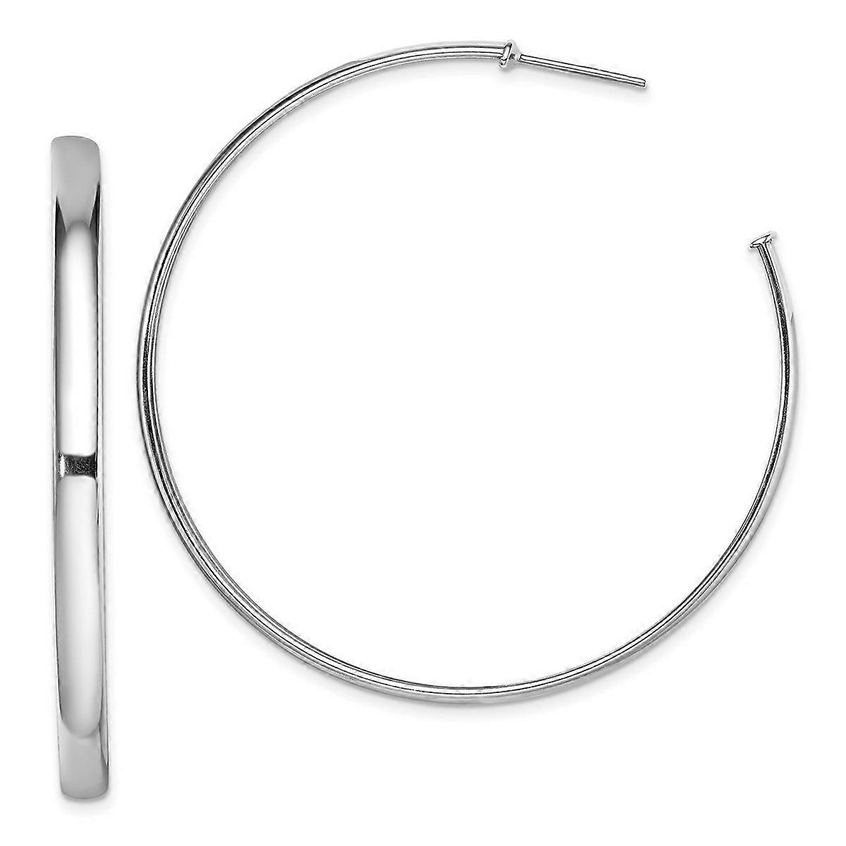 925スターリングシルバーロジウムメッキポリッシュポストフープピアス-女性用フープピアス