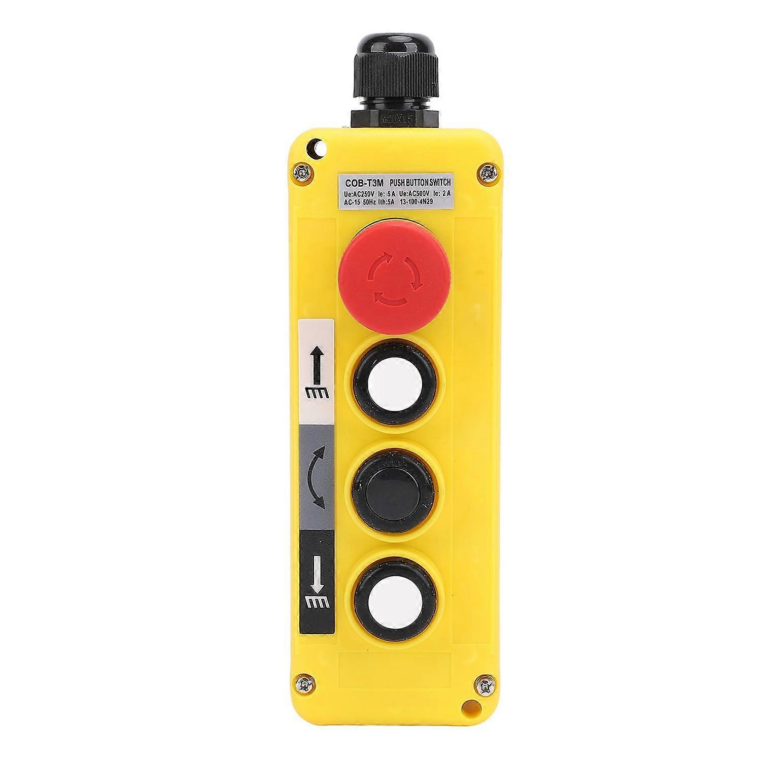 Crane Hoist Contro Water Proof 3 Keys Industrial UP Down Hoist Crane Push Button Switch with Emergen