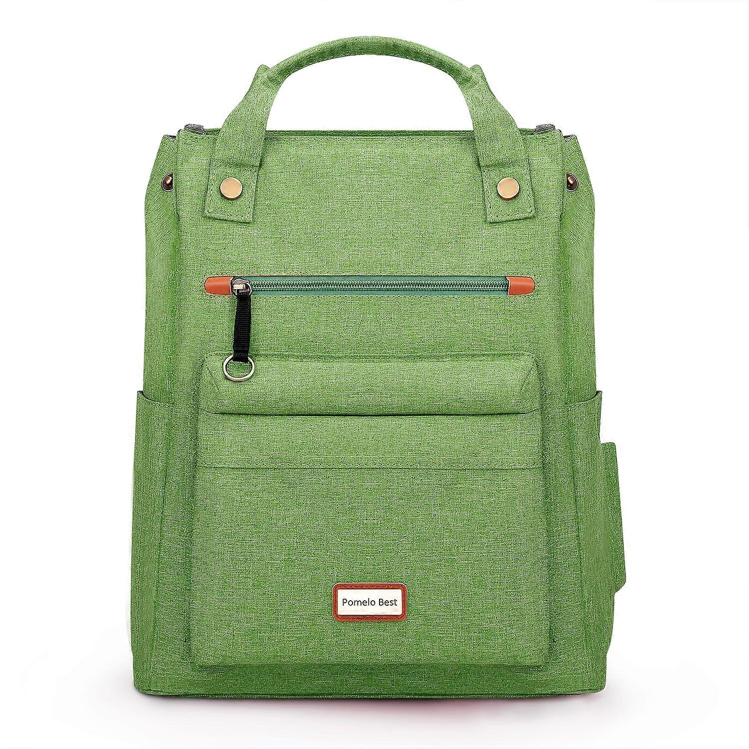 Moderna bolsa de pañales verde con prácticos extras