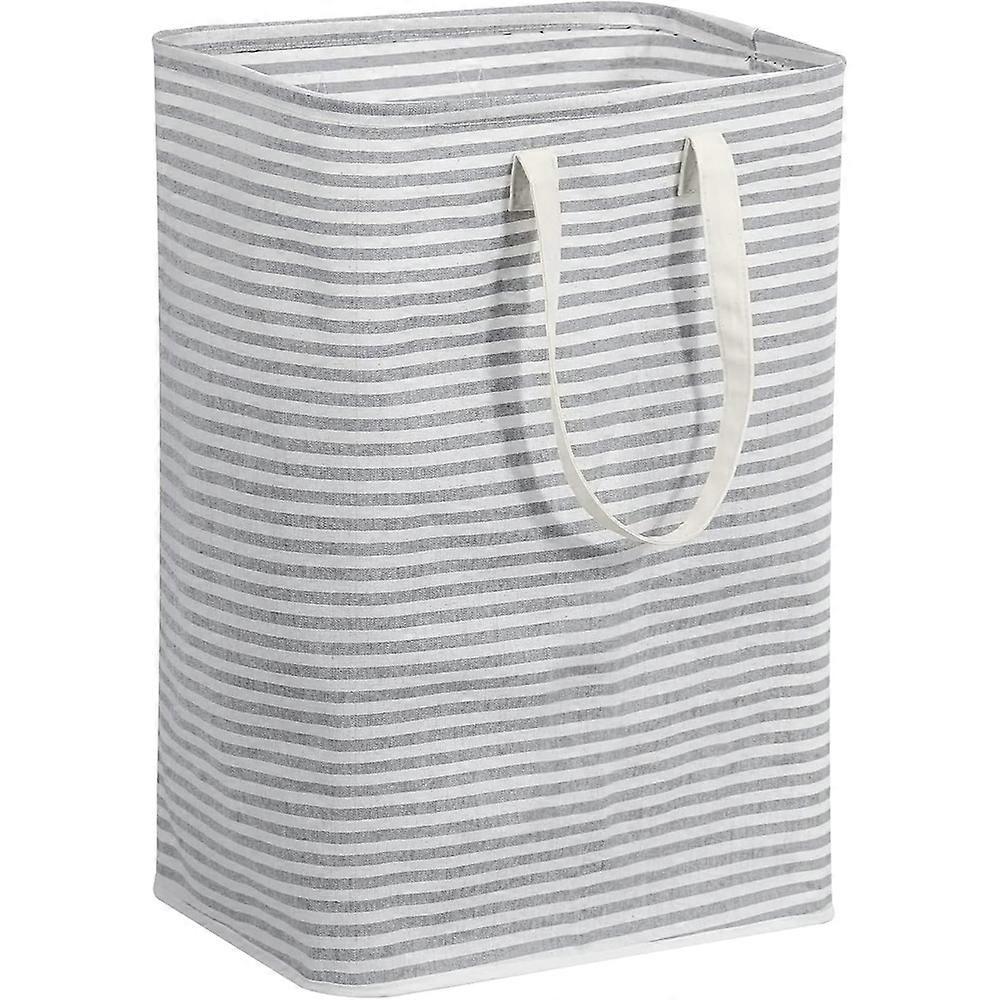 Laundry basket Foldable coat basket with portable extension handle for clothes toys, gray