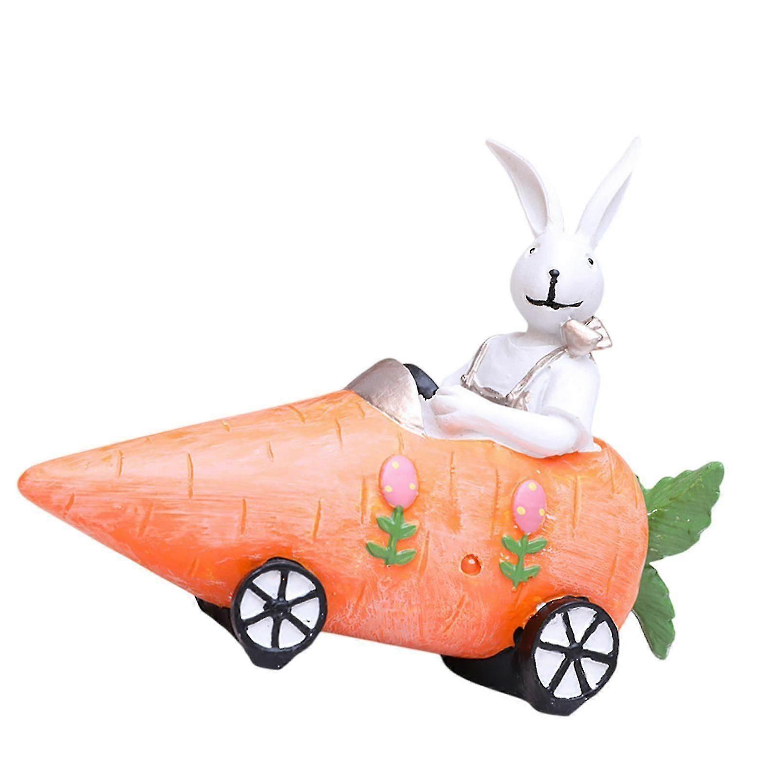 Easter Bunny Decoration Bunny Figurine Desk Table Decor Resin Tabletop Decor White Radish
