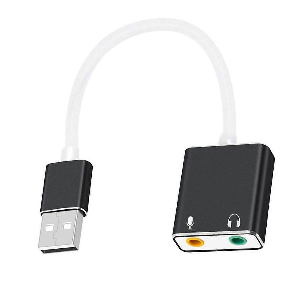 USB External Stereo Sound Card with 3.5mm Headphone Microphones Jacks for Win