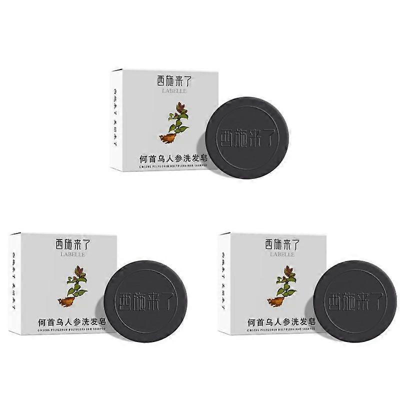 3 قطع Polygonum الشعر سواد الشعر شامبو صابون طبيعي عضوي خفيف تركيبة الشعر شامبو مضاد لتساقط الشعر