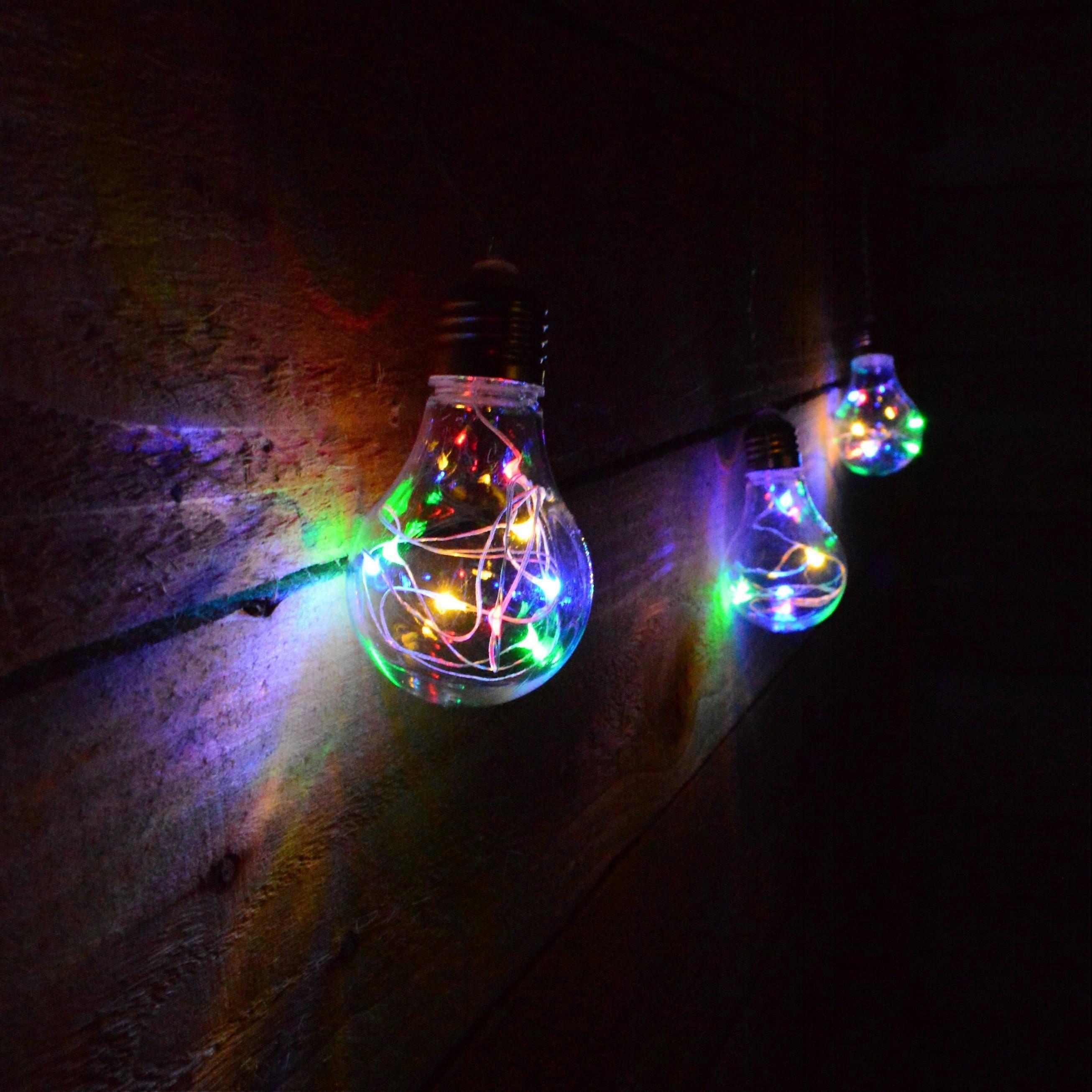 Premier 3 Piece Battery Operated Multi Coloured Edison Bulb Lights With Timer.