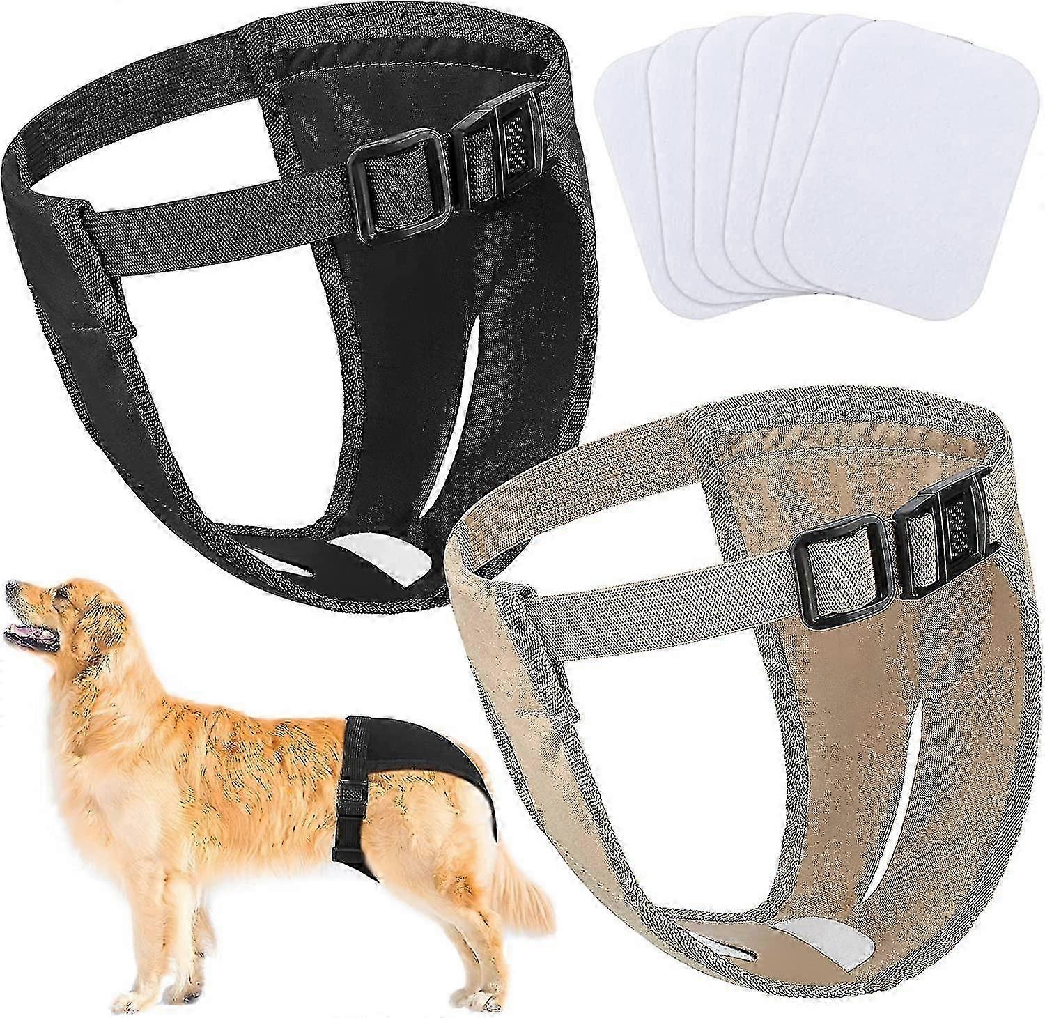 2 Pack Pantaloni per cani Pannolini per cani con 6 assorbenti Pantaloni protettivi regolabili per cani femmina in calore Sanguinamento mensile Pantaloni fisiologici lavabili