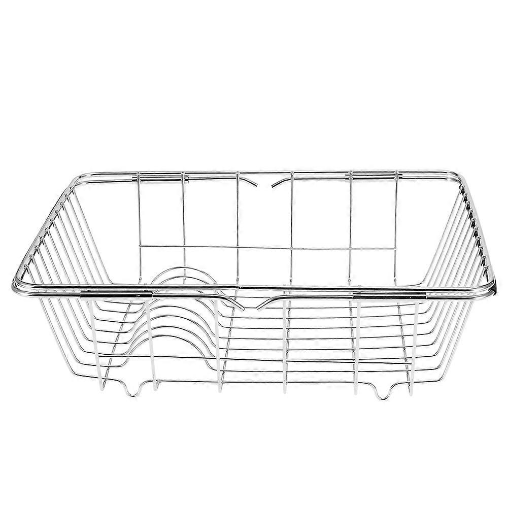Stainless Steel Drying Rack - Adjustable Retractable Dish and Vegetable Drainer for Kitchen Countertop Use