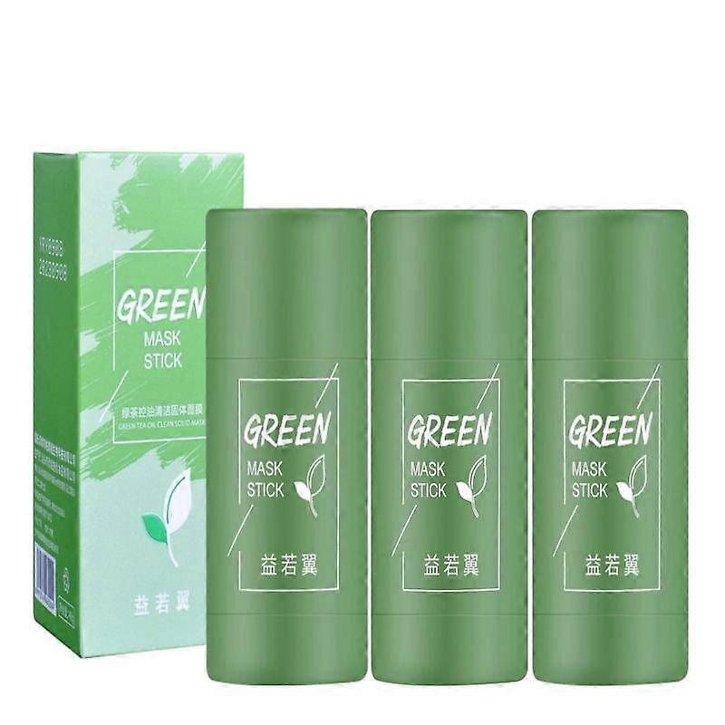 3pcs緑茶ディープクレンジングビューティーヘルスフェイシャルマスクスティックポアクリーナー顔浄化クレイブラックヘッドリムーバースキンケア用