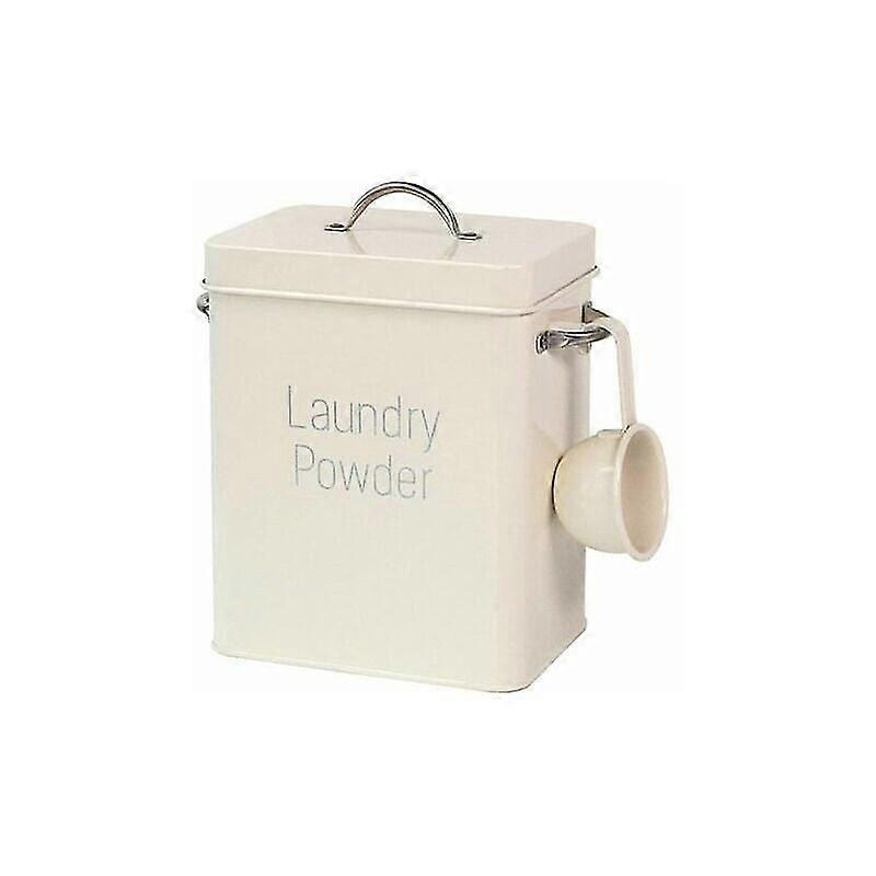 Laundry Detergent Container with Spoon, Detergent Bucket, Metal Detergent Storage Container for Household Detergent Multipurpose Storage Box Beige