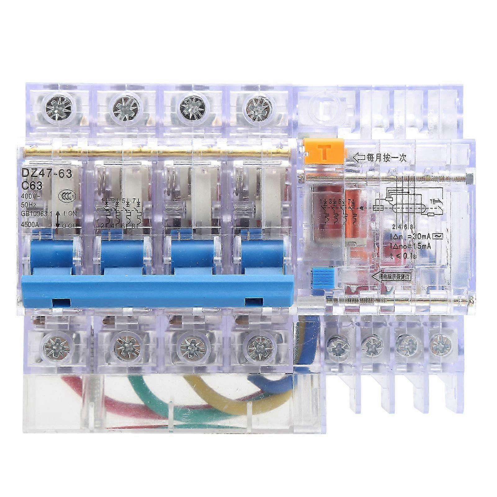 Miniature Circuit Breaker Transparent 4P 6-63A High Temperature and Corrosion Resistant