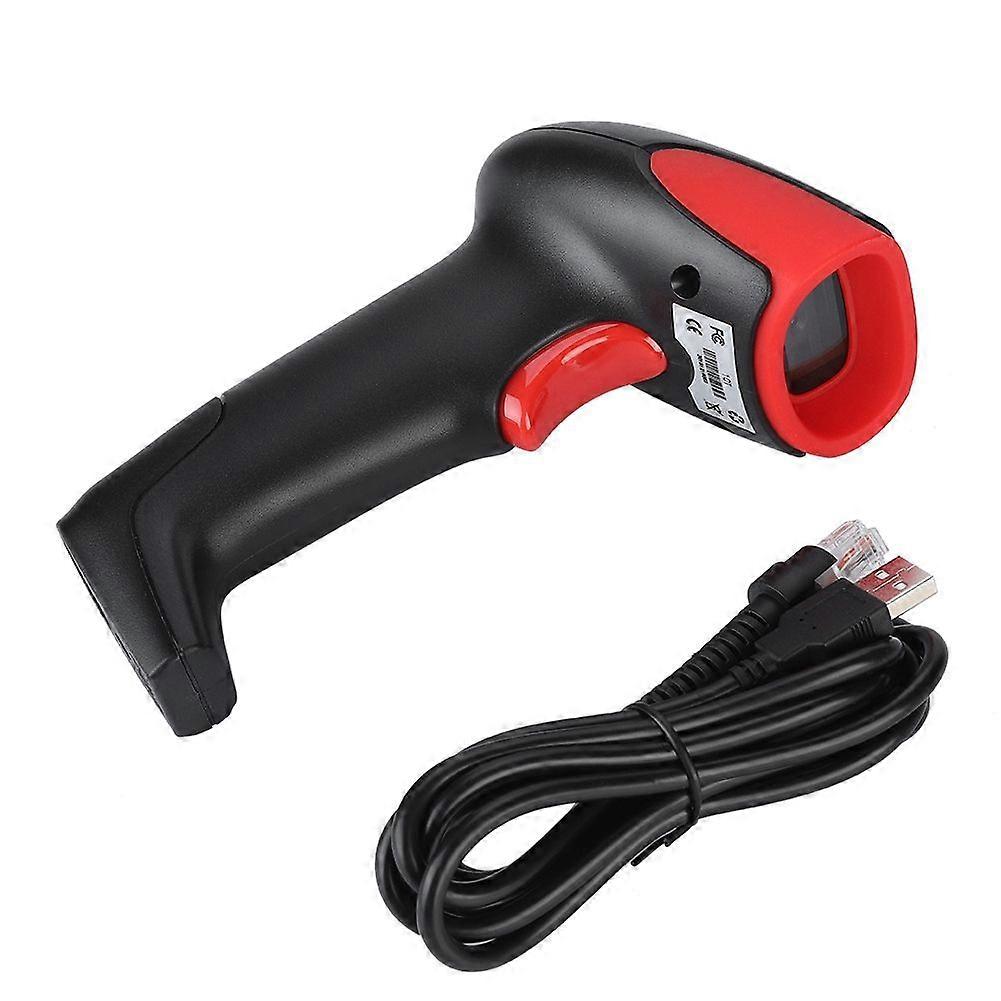 Wired Handheld USB Barcode Scanner 2D Barcode Reader Scanner Gun Scanner Black + Red