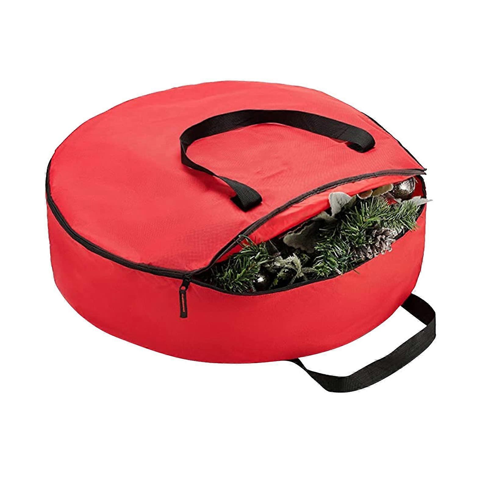 Large Hard Shell Christmas Wreath Storage Bag 30 Inch - Durable Holiday Wreath Organizer Box with Handles and Zipper Closure