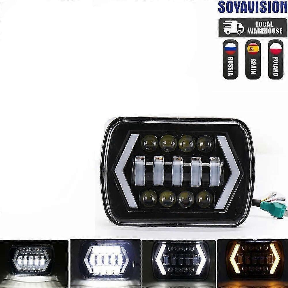 5X7 7X6 Inch Rectangular Sealed Beam LED Headlight With DRL for Jeep Wrangler YJ Cherokee XJ H6014 H6052 H6054 H4 Headlamp
