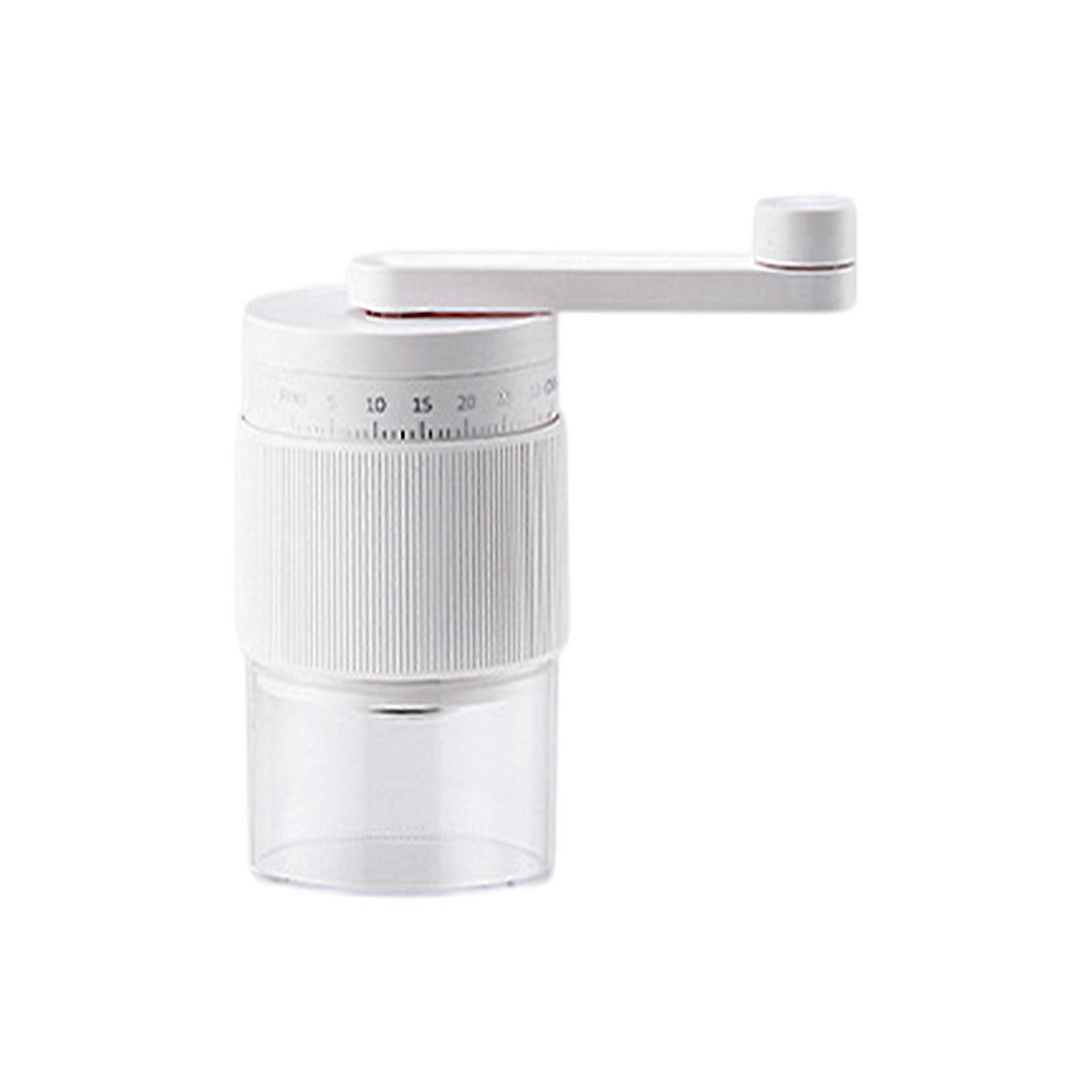 Manual Coffee Grinder with Ceramic Core and External Adjustment Plastic Coffee Grinder for Precise Grind Control White