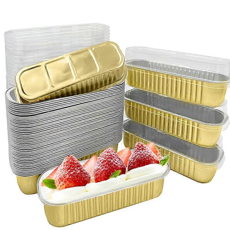 50PCS Disposable Aluminum Baking Cups Mini Loaf Pans Rectangle Tins