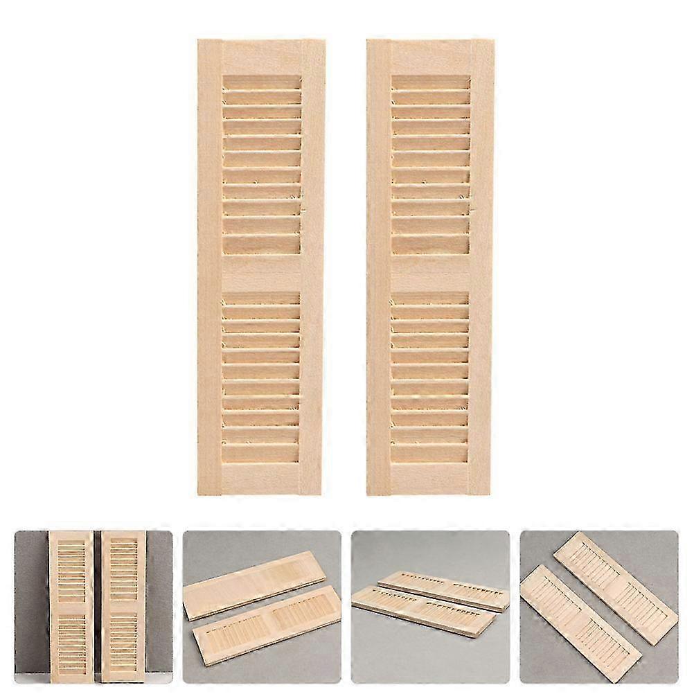2 Pcs Mini Furniture Wooden Door Mini Door Wooden Shutters Models ...