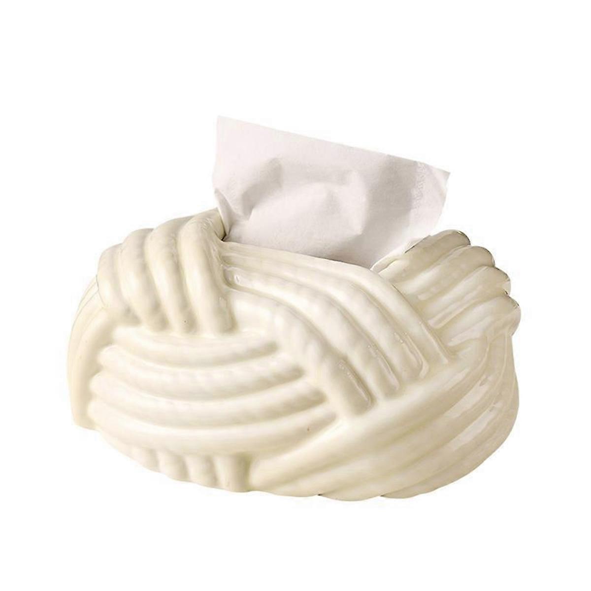 Ceramic Tissue Box Twine Grain Napkin Carton Toilet Paper Holder