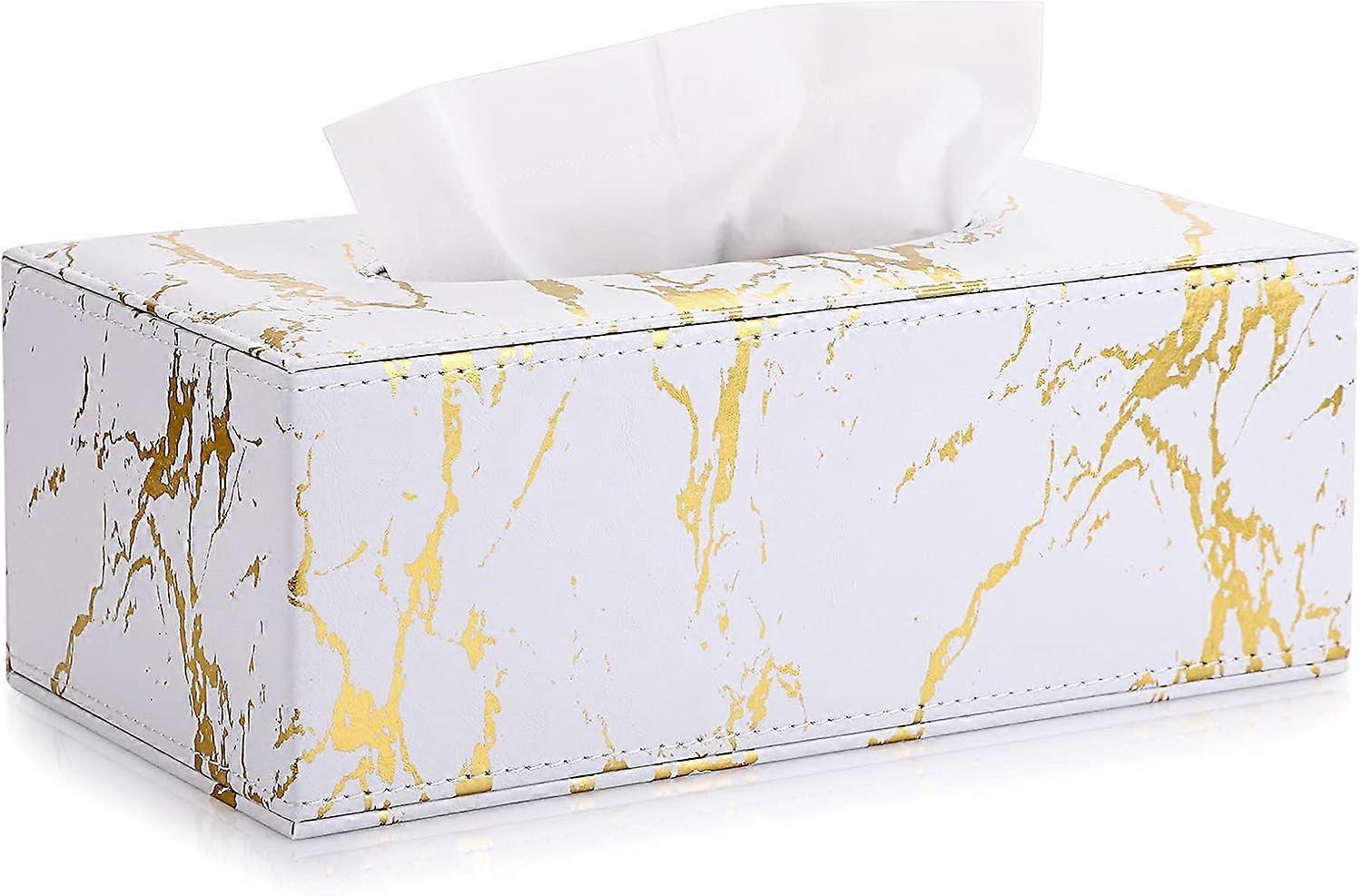 Multifunctional paper napkin box desktop storage white gold - FFY