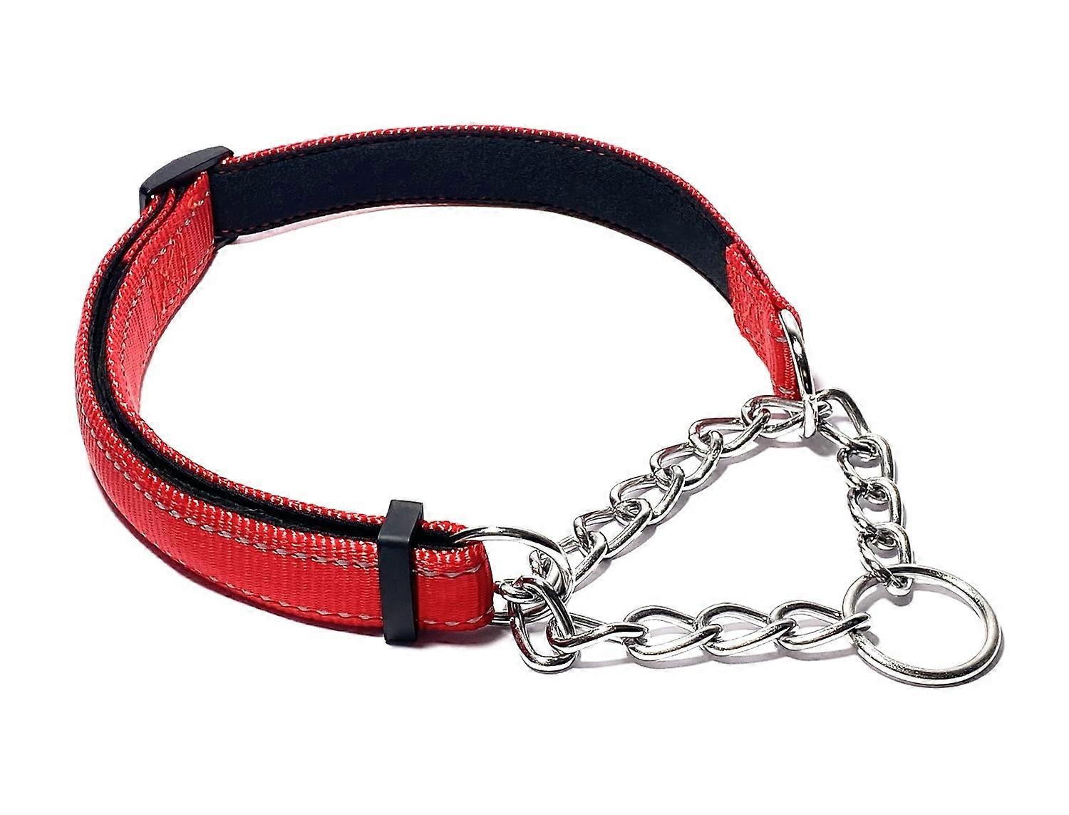 Martingale Collar for Dogs Red Large Size Reflective Nylon Adjustable No Pull Training Collar with Soft Padded Design