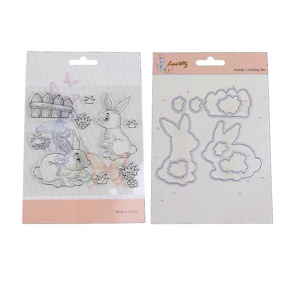 ארנב סיליקון חותמת חיתוך מתים מסגרת סטנסיל לאלבום אלבום תפאורה מלאכת כסף S