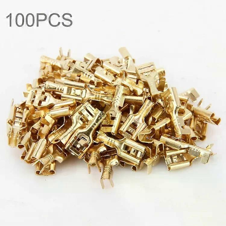 6.3mm Cable Spade Plug Connectors-Gold Plated Copper,100 PCS,