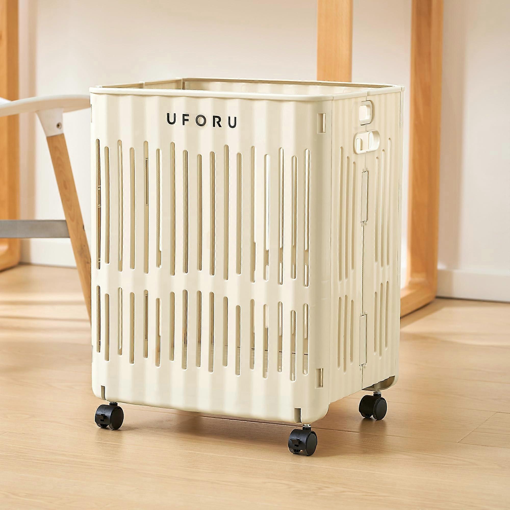 Collapsible Laundry Hamper Basket with Wheels for Dorm Room Storage 60L/54QT
