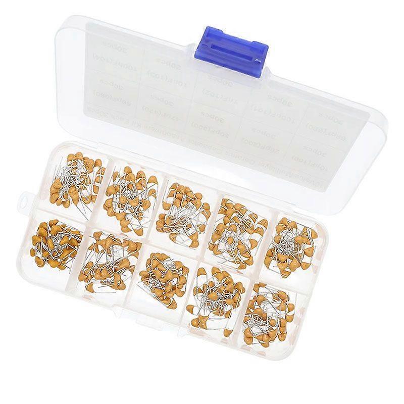 DIYUSER 300pcs Multilayer Ceramic Capacitor Kit Assorted Values 50V 10PF-100NF for Computers and Voltage Regulation