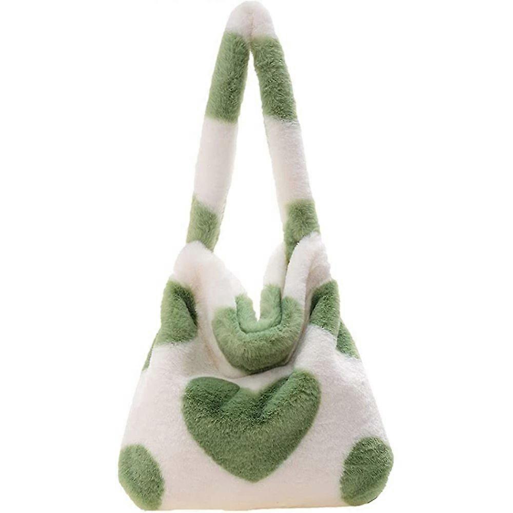 Plush shoulder bag-heart green