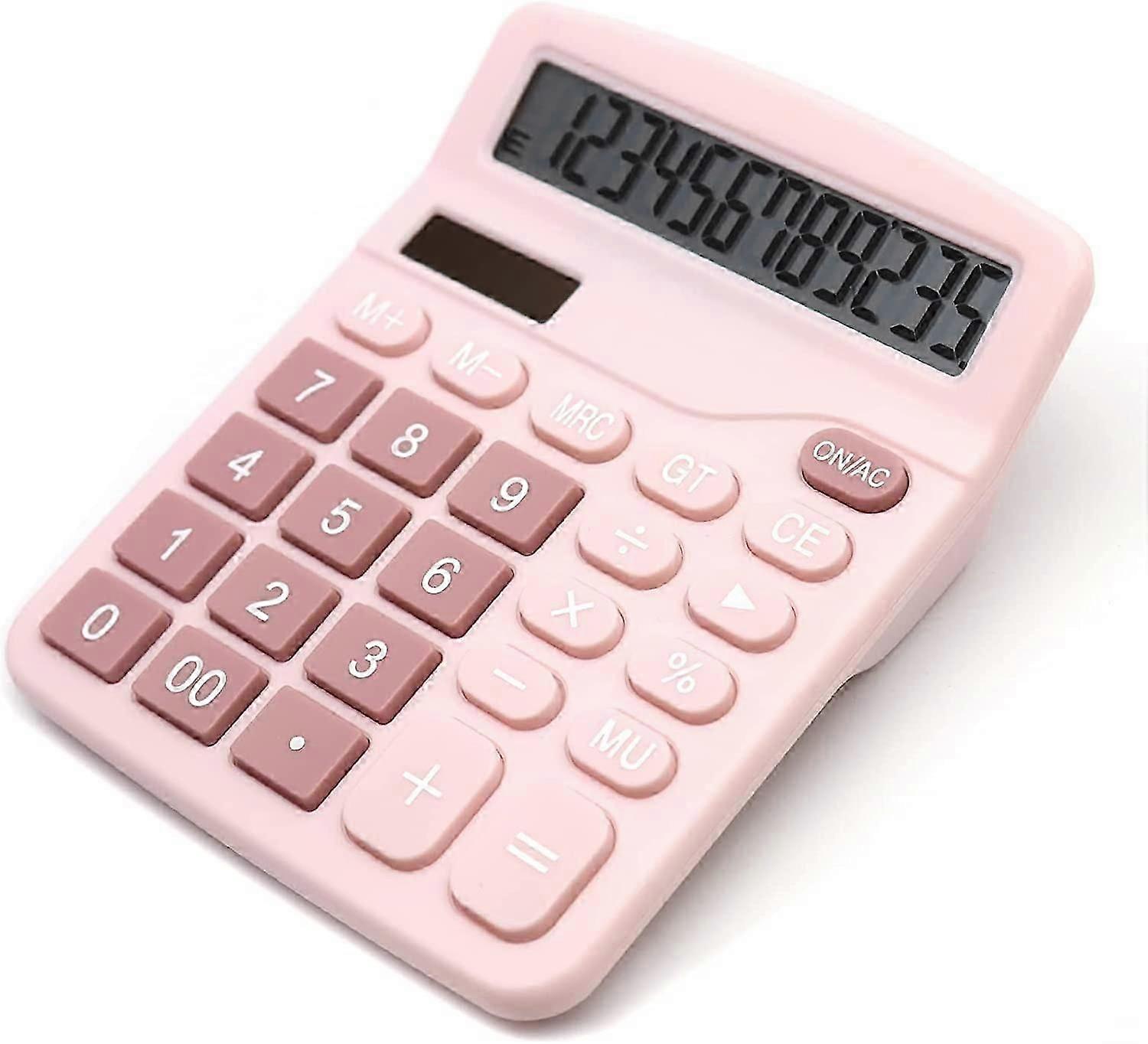 Pink Calculator,Desk Calculator 12 Digit with Large LCD Display