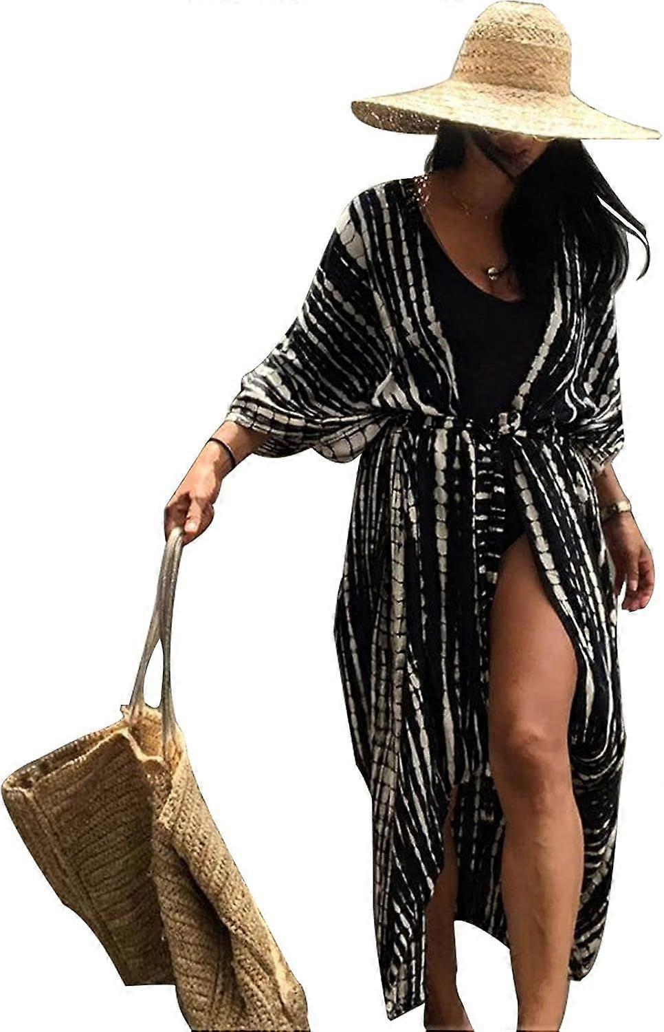 Printed Cardigan Long Beach Bikini Top