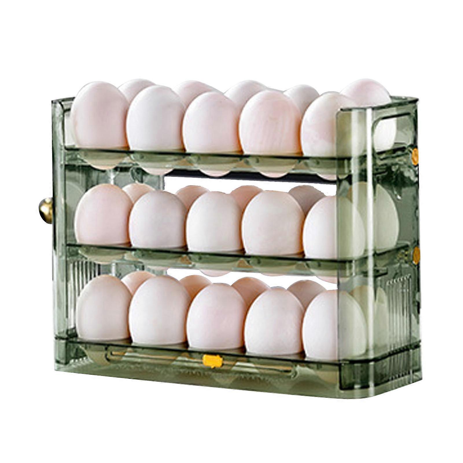 Refrigerator Rack 3 Layers 30 Capacity Space Saving Multifunction Refrigerator Side Door Egg Holder