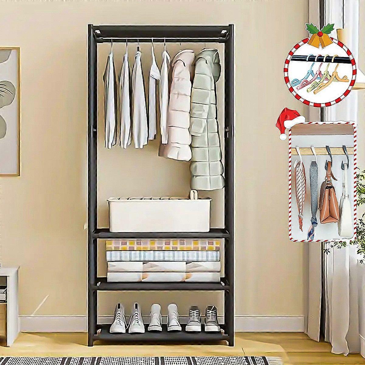 Free-standing metal coat rack versatile simple design for 1 or 3 rows practical storage