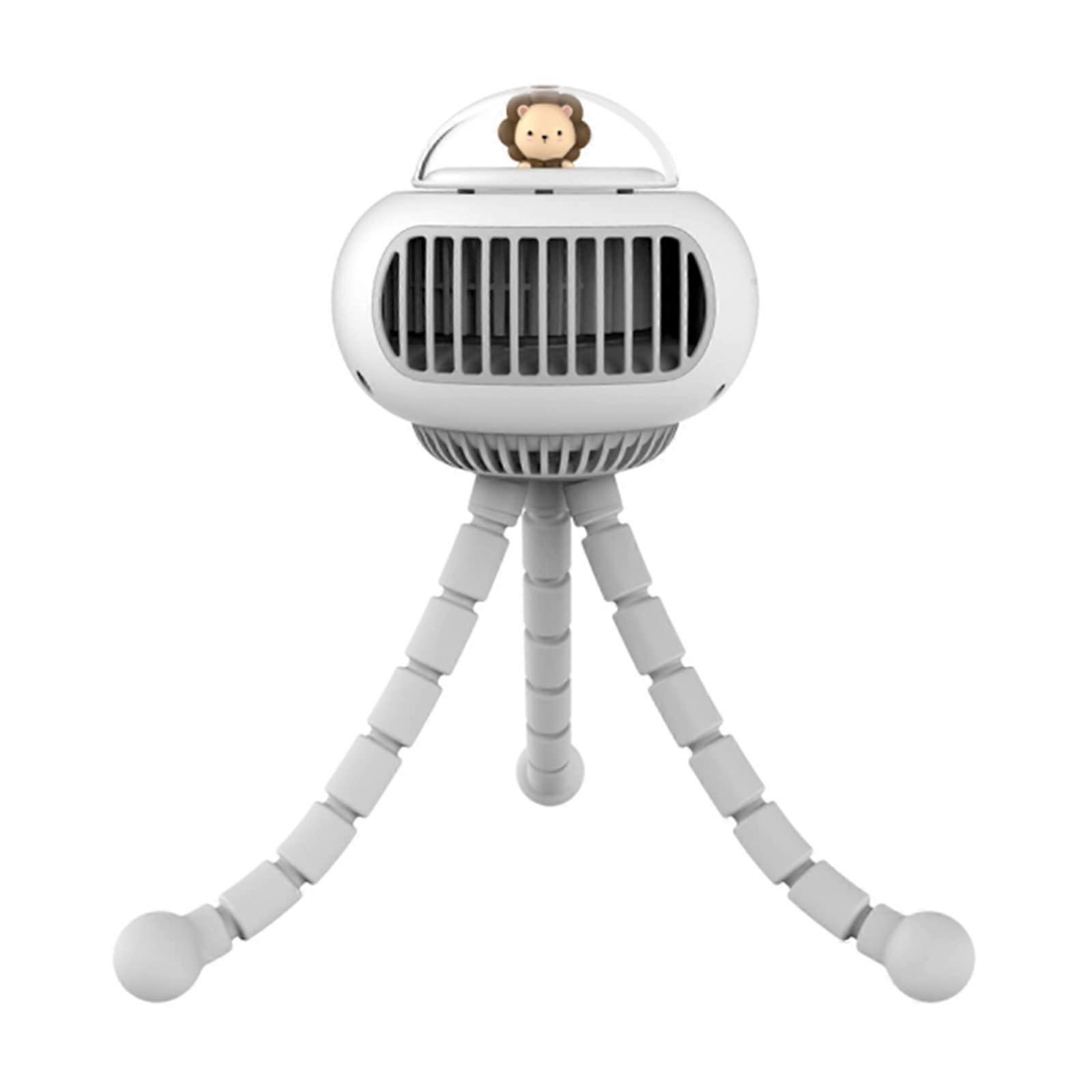 USB Mini Rechargeable Fan for Baby Stroller Bladeless Handheld Turbo Fan 3600mAh Battery Clip Type C White