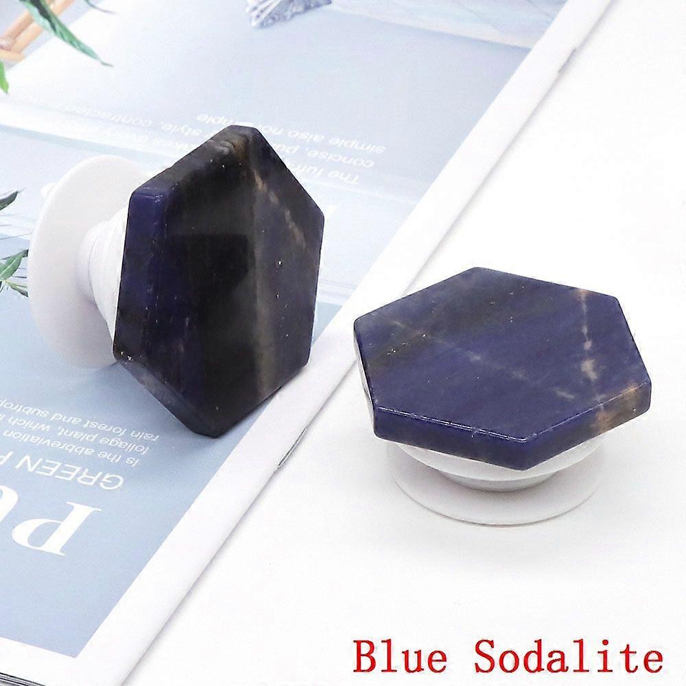 Natural Stone Amethyst Crystal Paste Phone Holder Support Hexagonal Rock Fold Desktop Bracket Smartphone Finger Stand Decoration