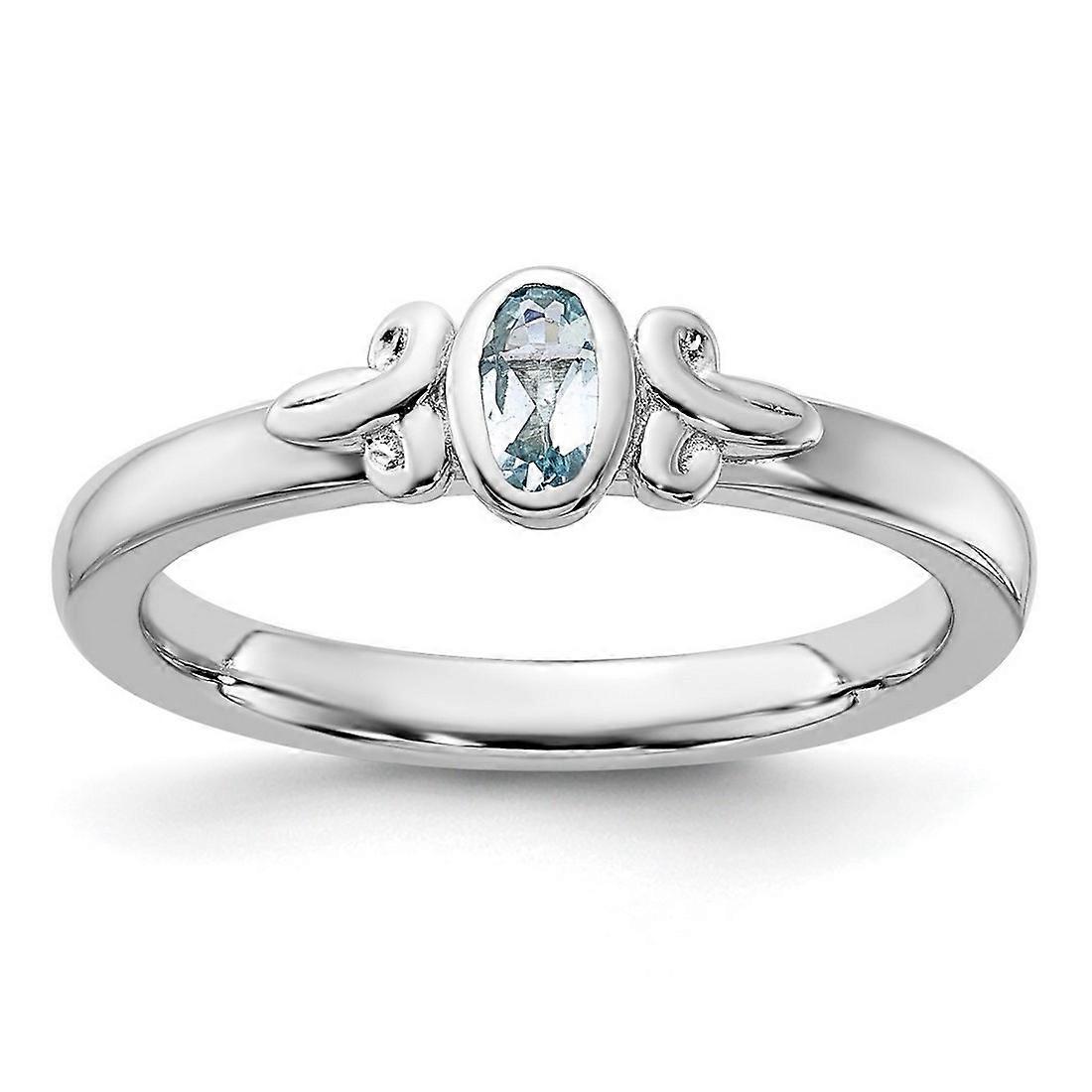 925 Sterling Silver Stackable Aquamarine Ring-Stackable-Ring for Women - Ring Size: 5 to 10