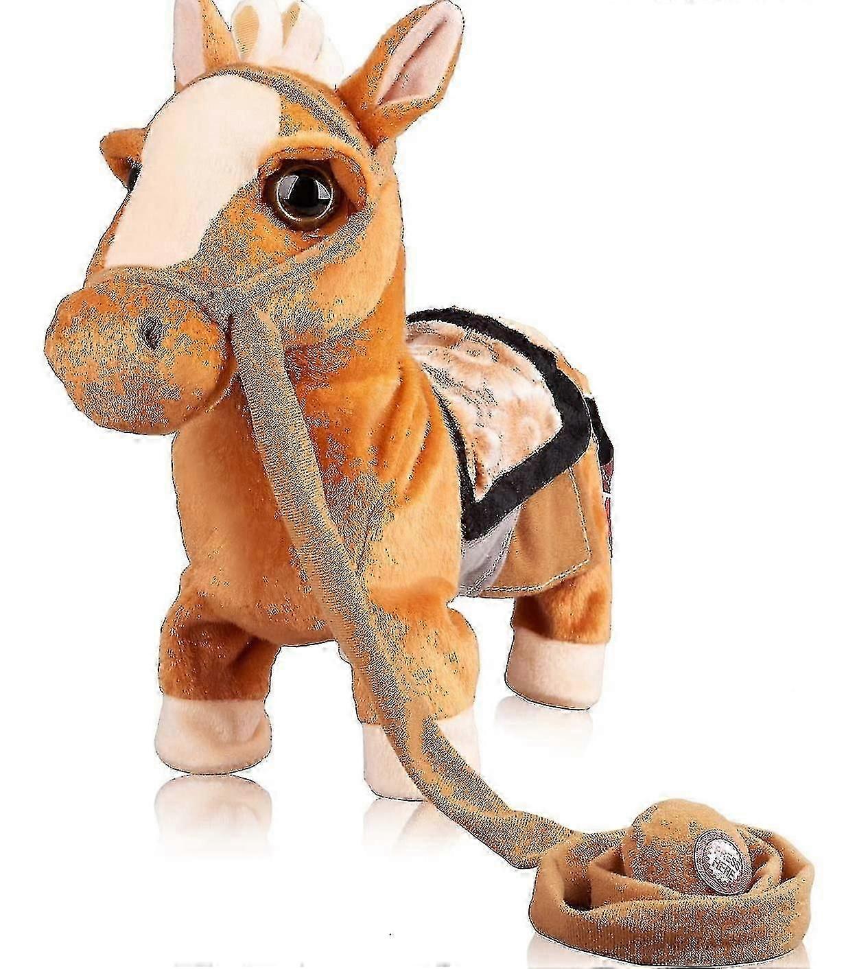 Interaktiv Walking Pony Toy Musikalisk Sjungande Dans Plysch Häst Gå Längs Leksak Julklapp för pojkar flickor