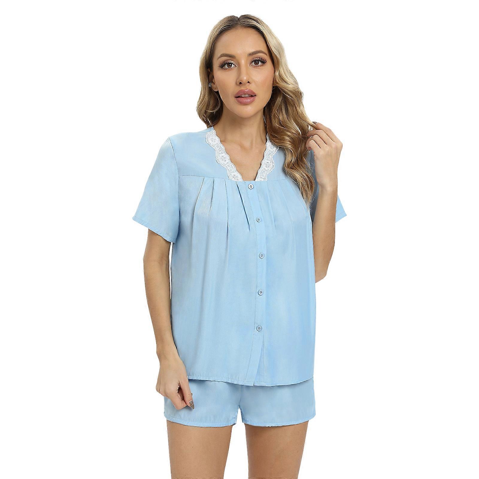 Summer 2PCS Women's Short-sleeved Shorts Set Homewear Suits