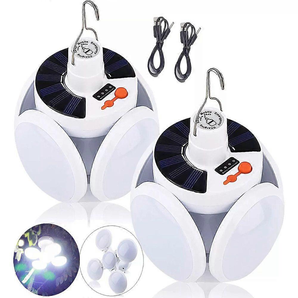 Rechargeable portable USB emergency lamp with 5 modes, 2pcs, compact design, versatile use