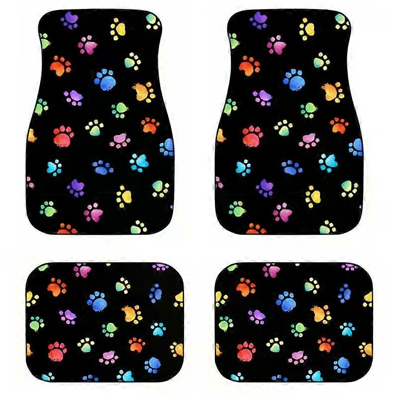 4Pcs Cute Dog paw pattern Car Floor Mat Non-Slip Car Carpet Easy Clean and Wear-Resistant Front and Rear Universal  Floor Mat