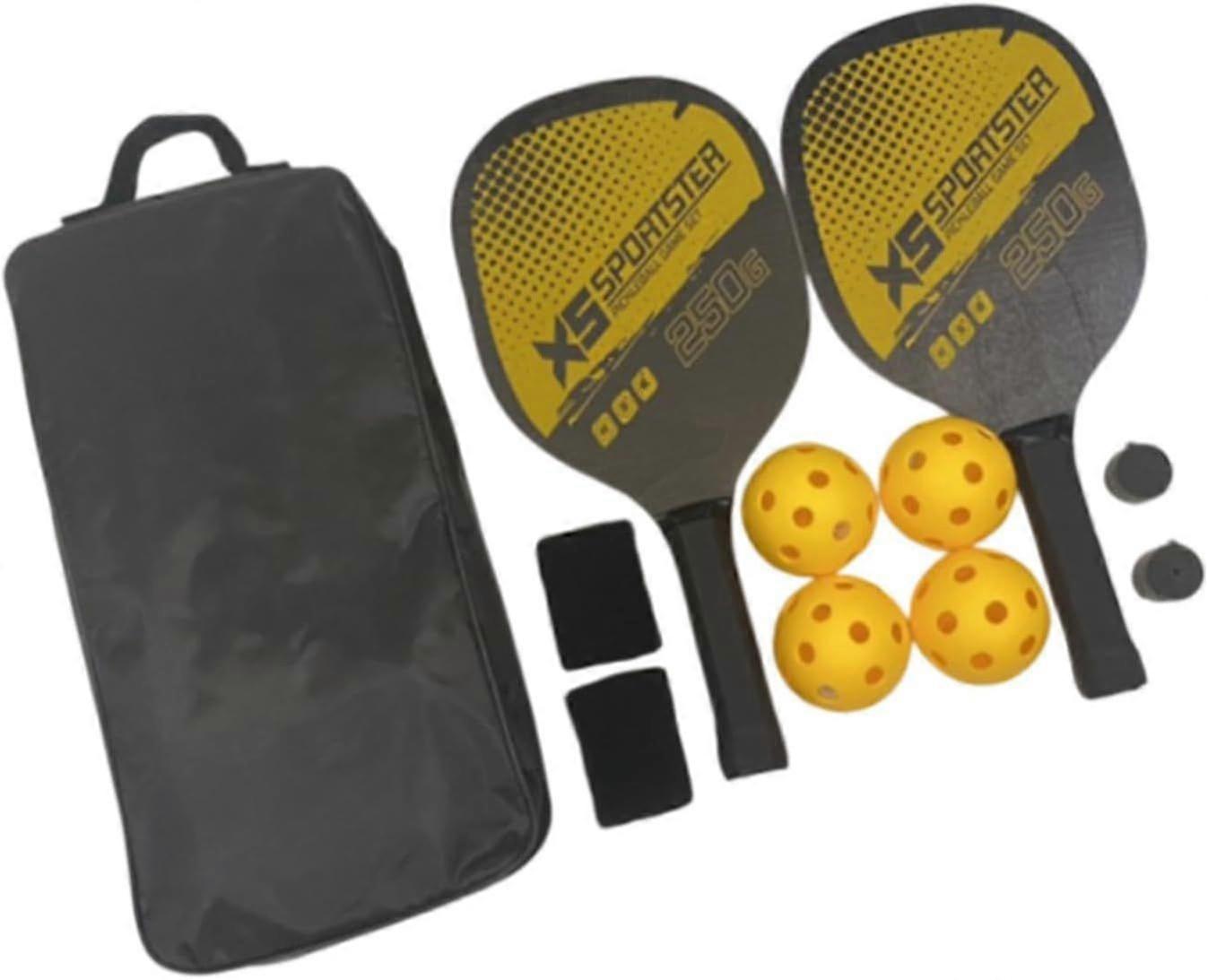 Pickleball Paddles Set 2 Paddles 4 Balls(26 Holes) Non Slip Handle 2 Hand Glue 2 Bracers Racquet Pickleball Rackets for Player Beginner Play