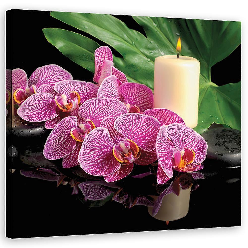 Impression sur toile, Bougies Orchidée Rose - 30x30