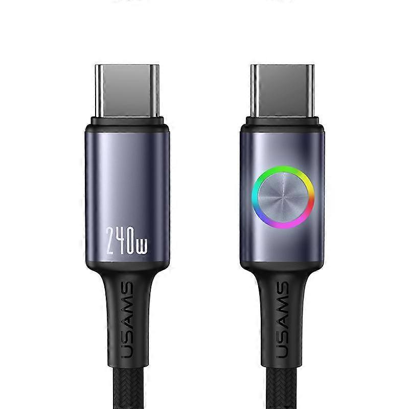 USAMS SJ751 240W Type-C to Type-C Aluminum Alloy Data Cable with Colorful Light, Length: 1.2m