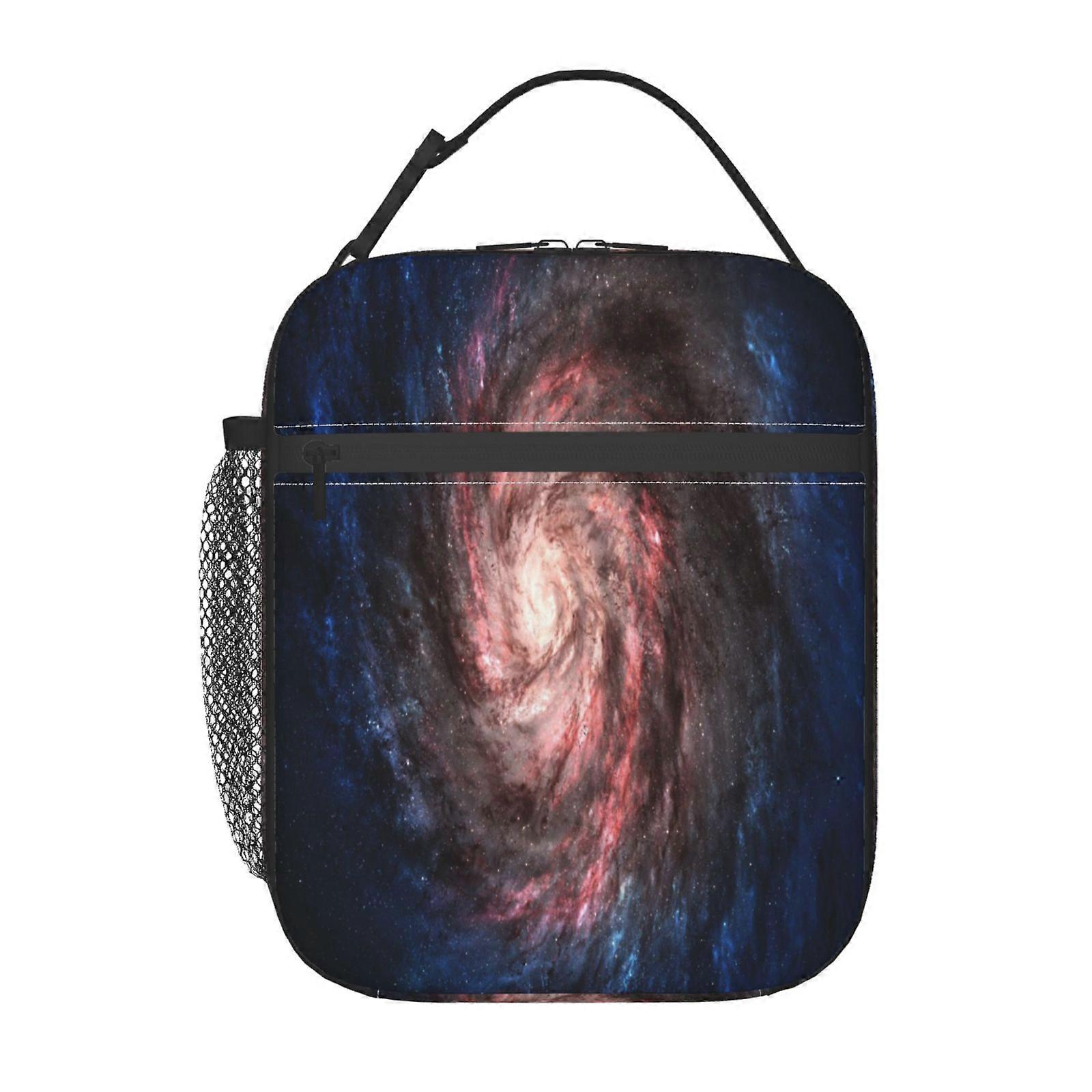 i84 Edge of the Galaxy Lunch Bag Reusable Cooler Tote, Double Zipper Closure with Front Pocket, Perfect for Picnics Hiking Work u84