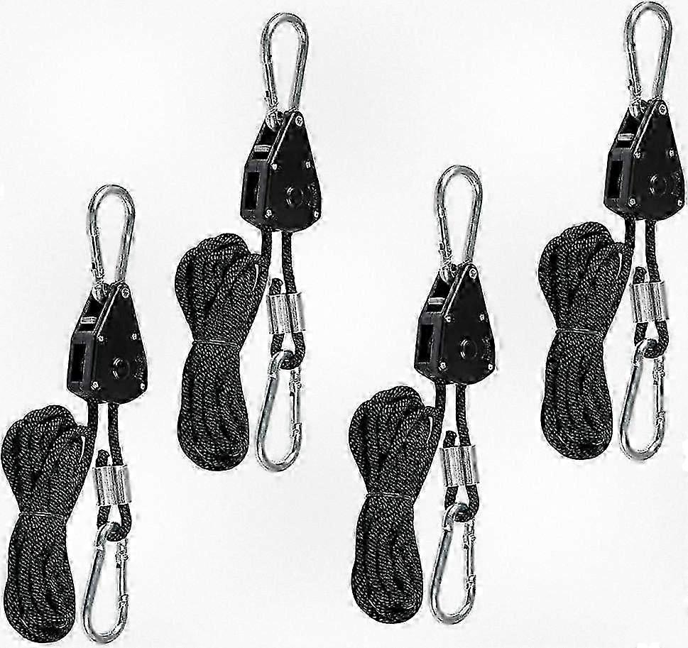 4 Pieces Heavy Duty Ratchet Straps with Hooks, Adjustable Tie Down Straps for Grow Lights, 150lb Capacity, Lightweight Design