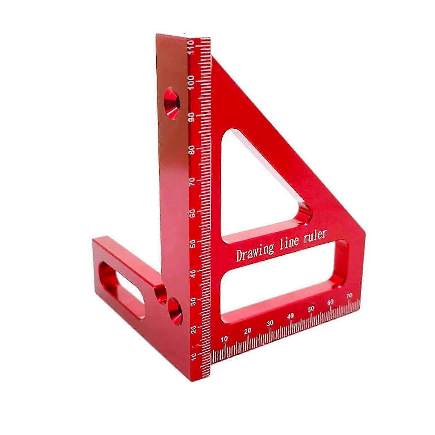 Aluminum Alloy Square Gauge 45/90 Degree Angle 3D T Ruler Woodworking Measuring Tool Suitable for Carpenters (Red)