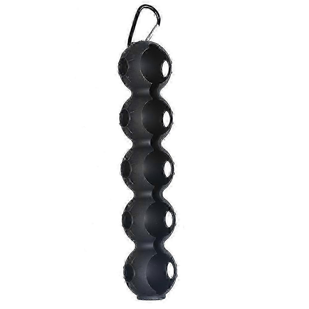 5-Ball Silicone Golf Holder with Hook - Portable Pouch - Black