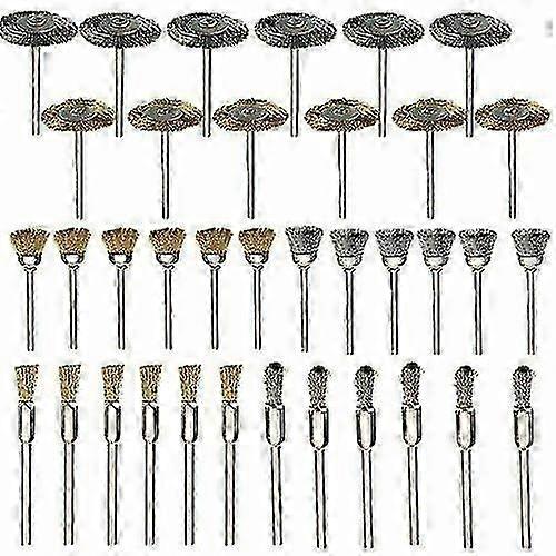 Döner Alet Parlatma için 36 adet Çelik Pirinç Tel Fırça Tekerlekleri Seti