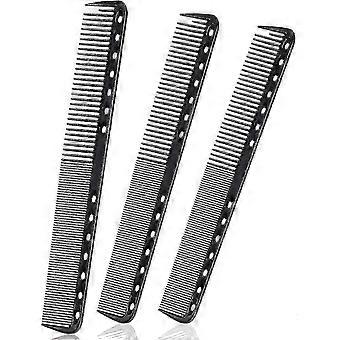 3 pieces Fine Cutting Comb, Resin Heat-Resistant Hair Comb (Black)