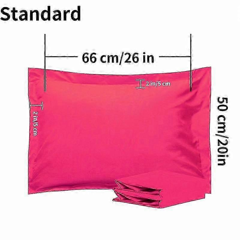 2pcs 100% Brushed Microfiber Colorful Pillowcase, Soft Cozy Cover, Wrinkle Fade, Envelope Closure - Magenta 50x66cm