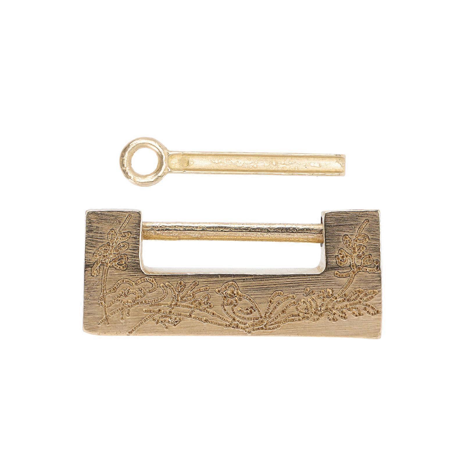 Wardrobe Locks Antique Styled Padlock Jewelry Box Hanging Latches Golden Rectangular Decorative Effect 1Set