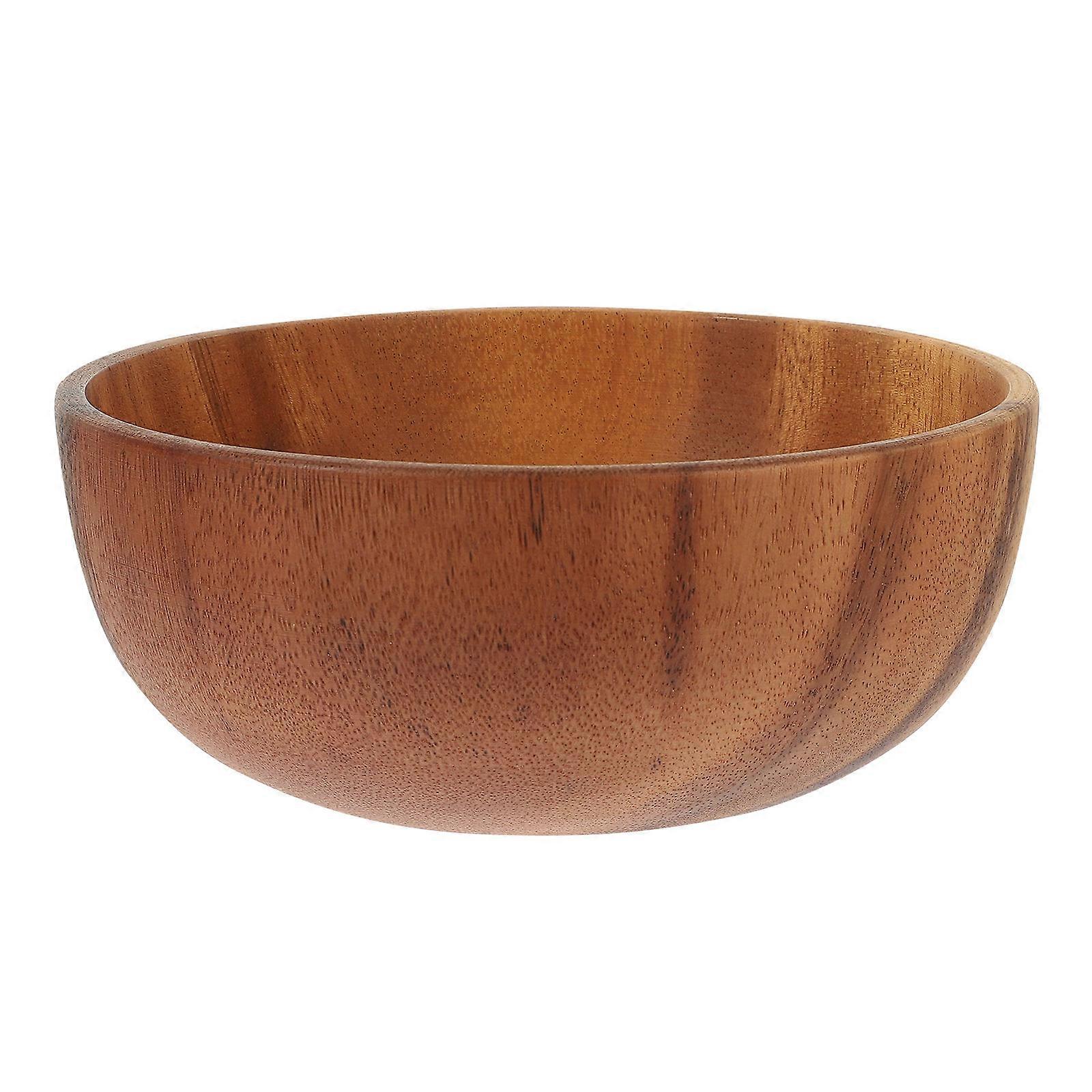 Natural Wood Round Bowl Versatile Wooden Salad, Fruit & Storage Bowl with Smooth Surface for Home & Restaurant Use